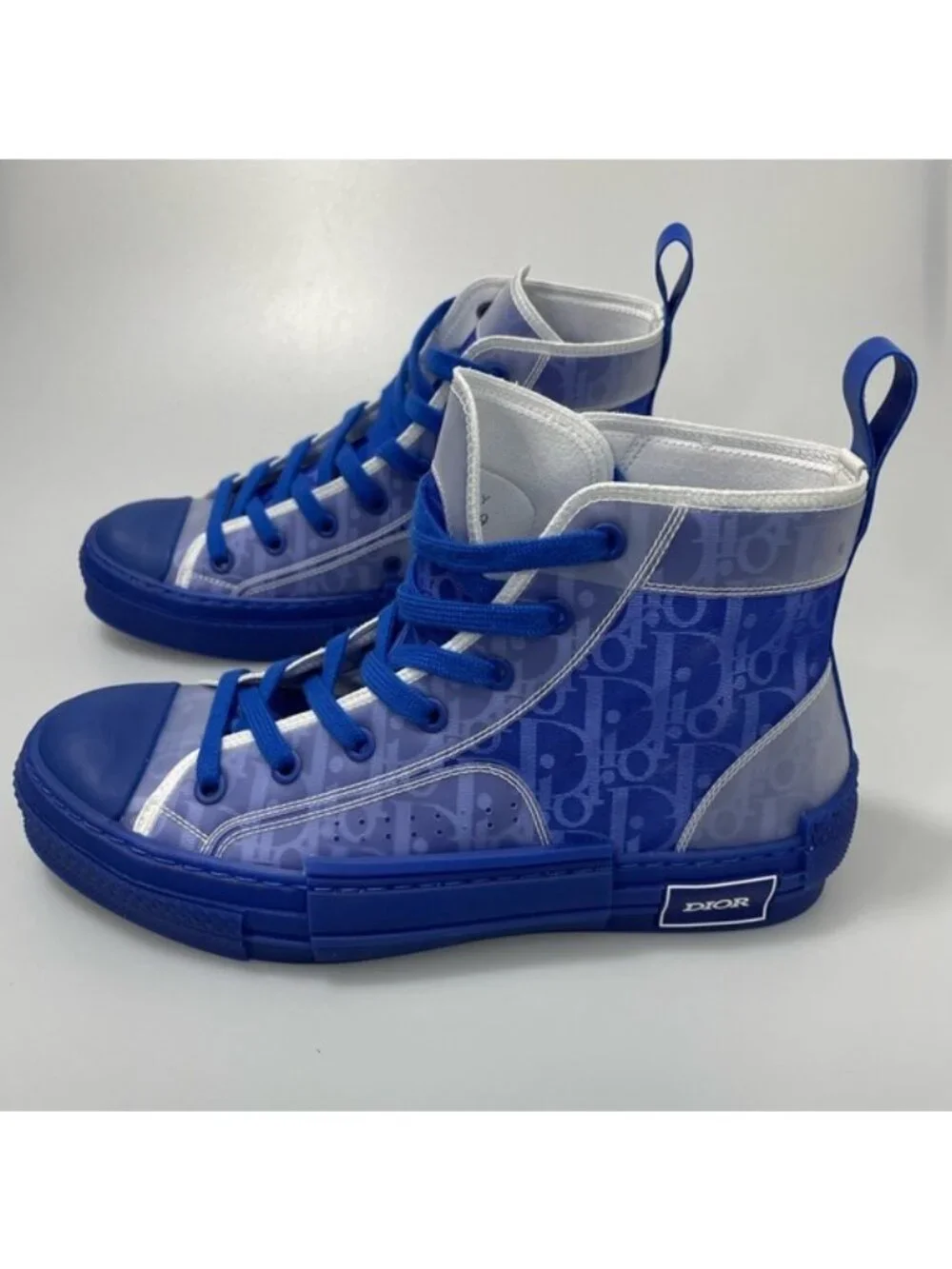 Dior SS B23 Blue Oblique High Top Sneakers Men’s EU 39/US 6 $1200.